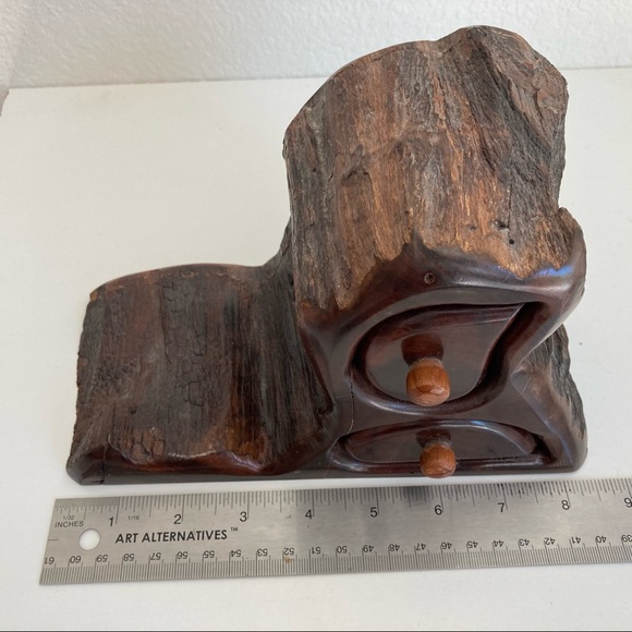 Vtg Hand Carved Wooden Jewelry Drawer Trinket Box - Picture 9 of 11